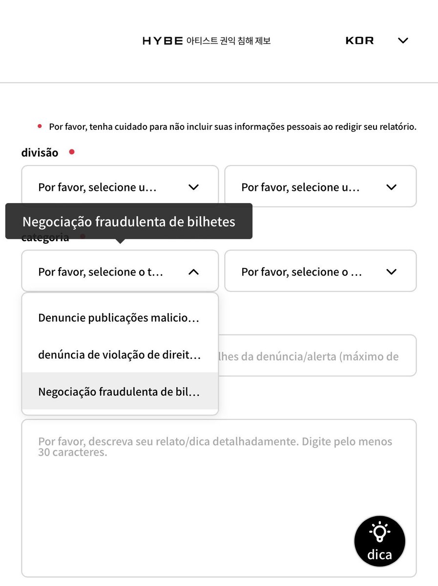 avisodegolpe's tweet photo. ‼️ ATENÇÃO 

no site oficial de denúncias da HYBE, apareceu uma opção para reportar vendas ilegais de ingressos! é uma ótima oportunidade pra nós reportarmos sites como buyticket e viagogo, que estão com os valores absurdos e parados lá há um tempão!

→ https://t.co/HANWFC9Nki + https://t.co/N9q6eCorRg