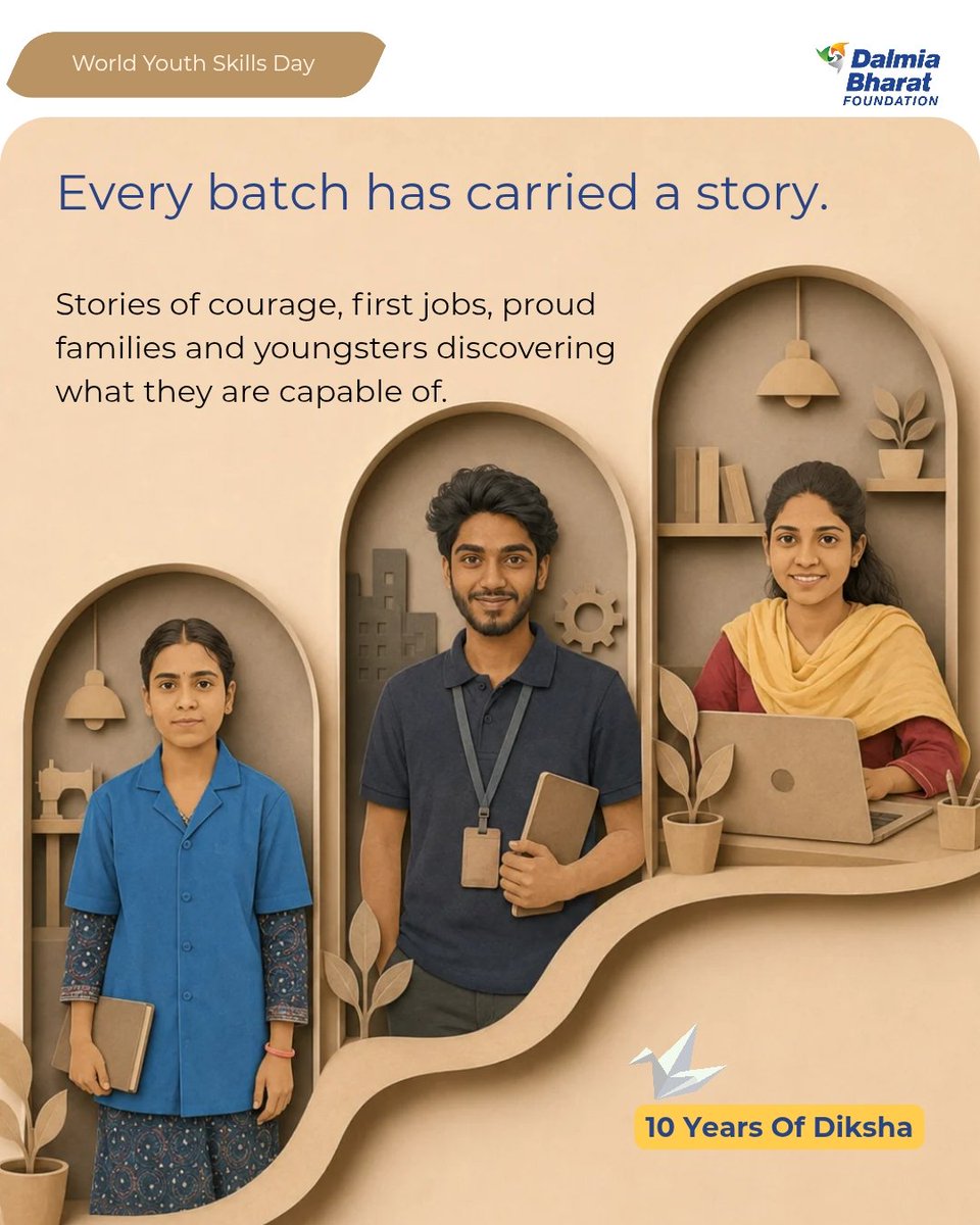 Dalmia_DBF's tweet photo. This World Youth Skills Day, DIKSHa marks a special milestone; 10 years of turning skills into opportunity.
As we get ready to celebrate this journey, stay with us for stories of skill, support and brighter futures.
#WorldYouthSkillsDay #10YearsOfDIKSHa #DIKSHa https://t.co/92m3GweO3T