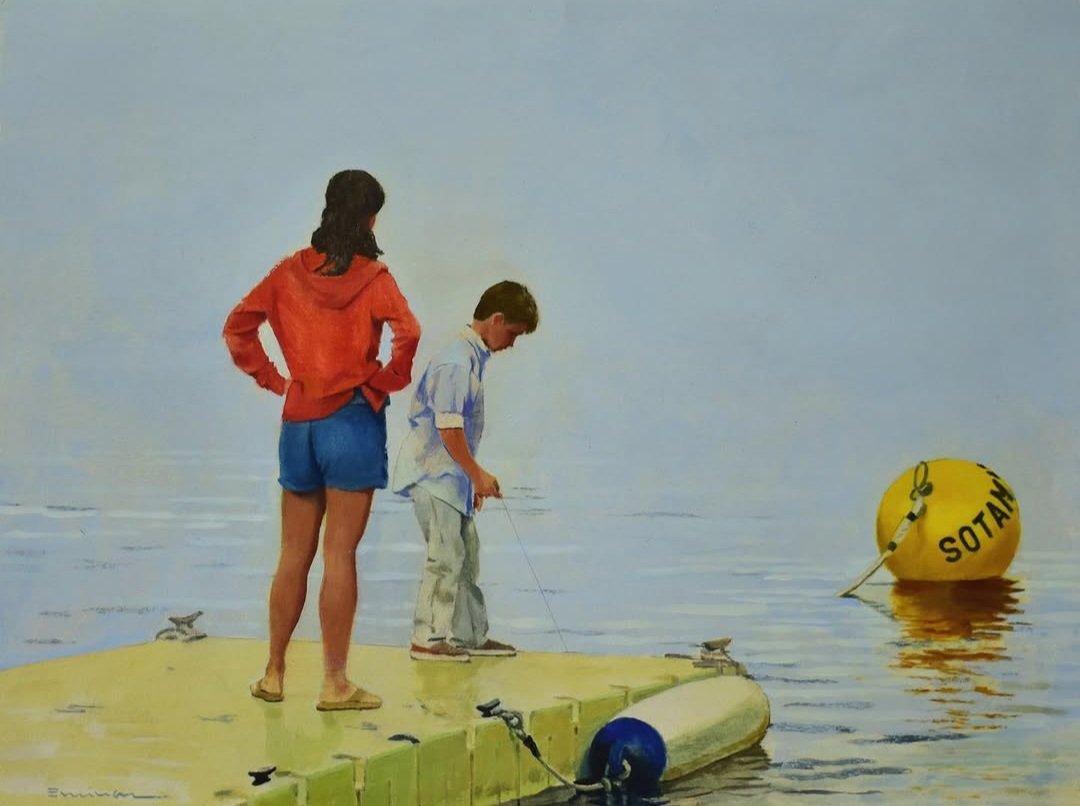 franch_laura's tweet photo. El realismo figurativo del pintor barcelonés Pep Encinas es puro verano mediterráneo, calma urbana y costumbrismo contemporáneo.

​Su pintura evoca de inmediato un día de julio: una conversación pausada frente al mar... 

👇🏻Abro hilo. https://t.co/ibWJkzIxsW