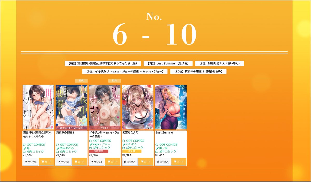kuronomiki's tweet photo. メロンブックスさんの成年コミック2026上半期ランキングで７位だったみたいでありがとうございます。 https://t.co/wmlHw0QkHd