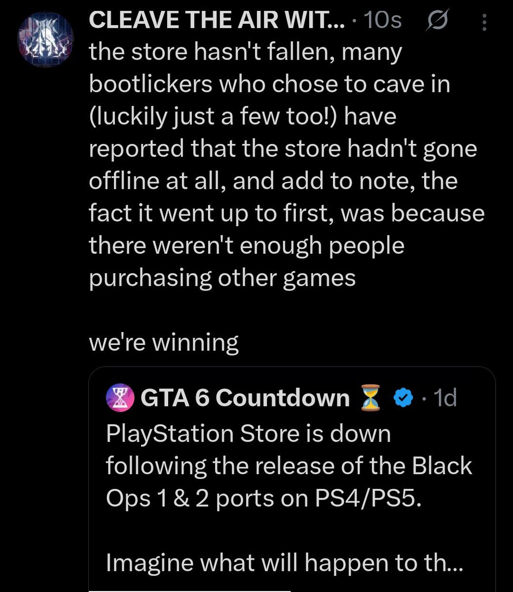 SalamenceFan373's tweet photo. @GTAVI_Countdown #Holdtheline
#Loveisntalwaysontime
#FuckSony
#FuckPSN https://t.co/F16GSCrgLB