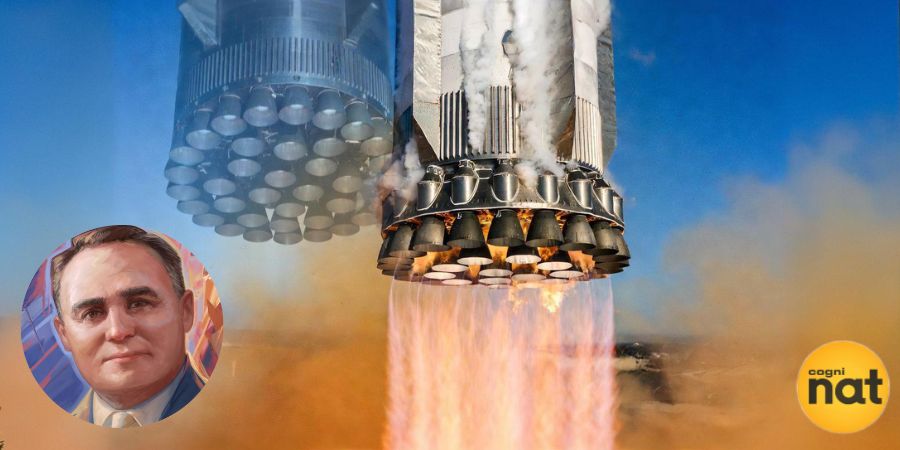 pwrdbyrog's tweet photo. Starship's design validates Sergei Korolev’s N1 paradigm. By using 33 Raptor engines instead of few massive units, advanced manufacturing and heavy computing proved Korolev was right. Rockets with multiple engines are viable with modern tech. #RocketScience #Aerospace https://t.co/2Ul2YL5KlB