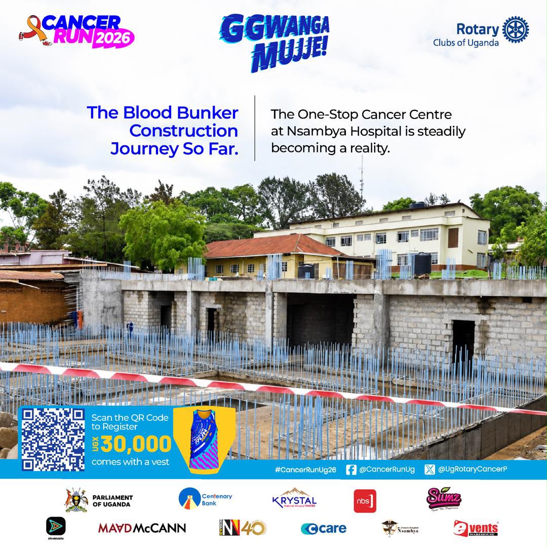 UgRotaryCancerP's tweet photo. 🏗️ Every step forward brings us closer to a future where more Ugandans can access timely, quality cancer care.

The One-Stop Cancer Centre at @NsambyaHospital is steadily becoming a reality because thousands of people continue to stand together through the #CancerRunUg26.

Be part of this life-saving journey. Register today for UGX 30,000 and receive your official Cancer Run vest.

🔗gister:https://t.co/Q2O5vxlBVJ

Together, we are not just running; we are building hope, saving lives, and creating a lasting legacy.

#GgwangaMujje