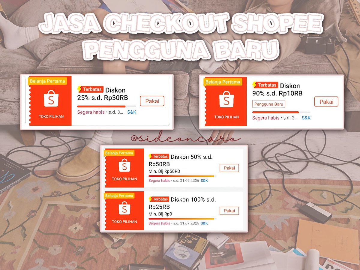 sideofcaro's tweet photo. YUU AK MASI OPEN JASA JOKI CO CHECKOUT SHOPEE PENGGUNA MEMBER BARU DISKON VOUCHER 7.7 8.8 fee 6k pake akun baru PUNYA CUSTOMER. order in bio. #zonauang #zonajajan #shopee #nokos #bealanja ready nokos shopee juga yaa. https://t.co/zgQEnnsIUc
