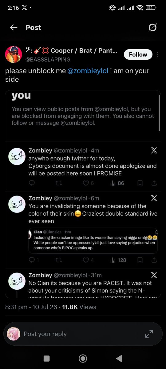 Fyodordost49589's tweet photo. For ppl who hating on zombiey
He Posted alot about situations : brought the truth out and talked about things that should be addressed 
He tried helping ren take her case to court but she didn't
He has adds off
He didn't harass gianni he just said the truth but yall are sensitive https://t.co/mor9rv3dvf