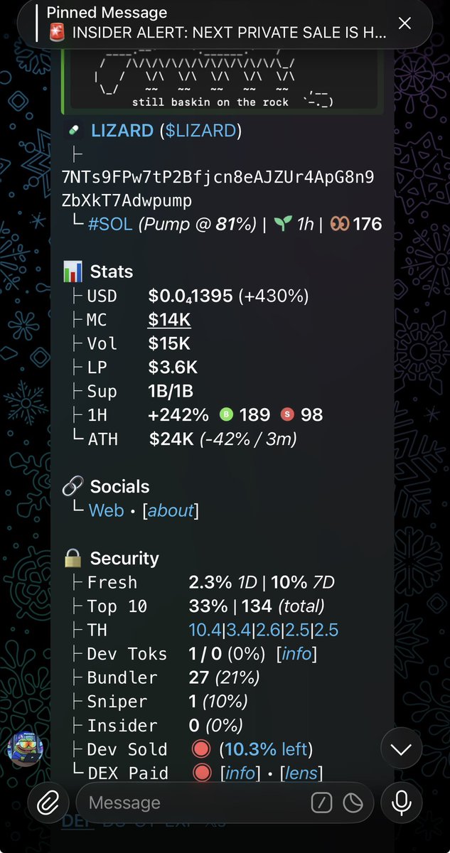 ReptoldSol1's tweet photo. Watch your entry on $LIZARD
high gamble 🎲🎲🎲
Ca::

7NTs9FPw7tP2Bfjcn8eAJZUr4ApG8n9ZbXkT7Adwpump

#Solanamemecoin #Solana #Earlyalphacalls #Memecoin https://t.co/w77kKfFkRe