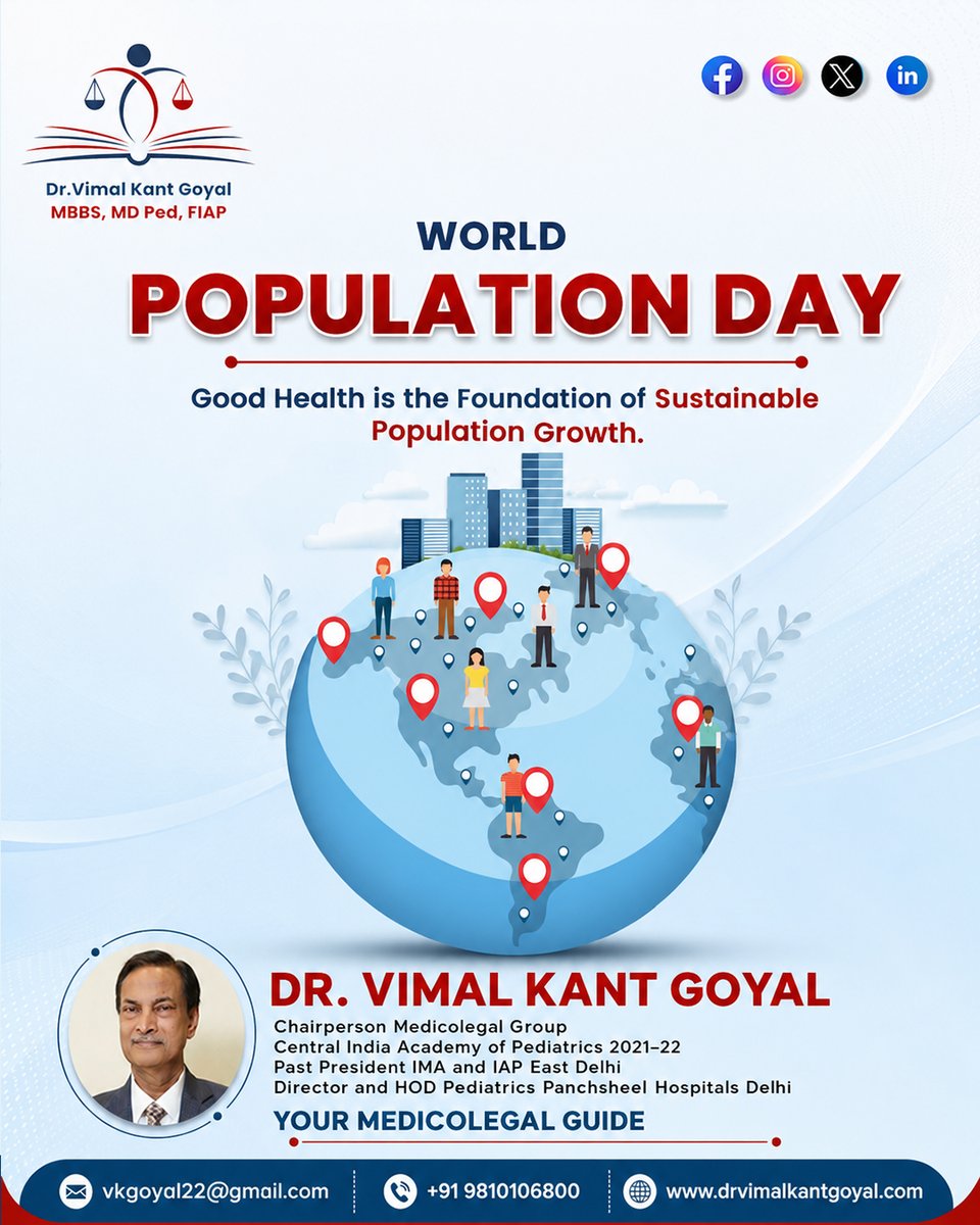 drvimalgoyal's tweet photo. 💙On World Population Day, let's recognize that access to quality healthcare, preventive care, and health awareness is the foundation of sustainable population growth and a healthier future for all.

#WorldPopulationDay #HealthyPopulation #SustainableGrowth #DrVimalKantGoyal https://t.co/aBUZCICmjn