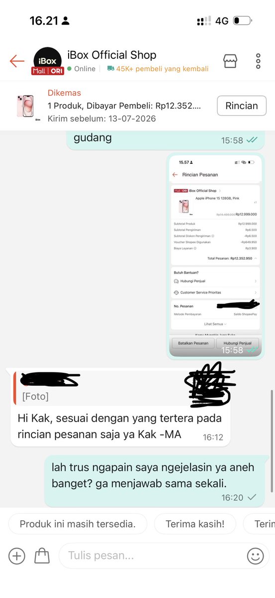 pointedlove's tweet photo. Lagi-lagi dapet pengalaman ga enak belanja di Ibox shopee. Terakhir kali pesen pake instant 3 hari ga dikirim-kirim. Sekarang ini. Bapak/Ibu pimpinan, ini CS nya ga ditraining kah? @iBoxIndonesia plenger banget ga menjawab sama sekali. https://t.co/CG5aAZoTdt