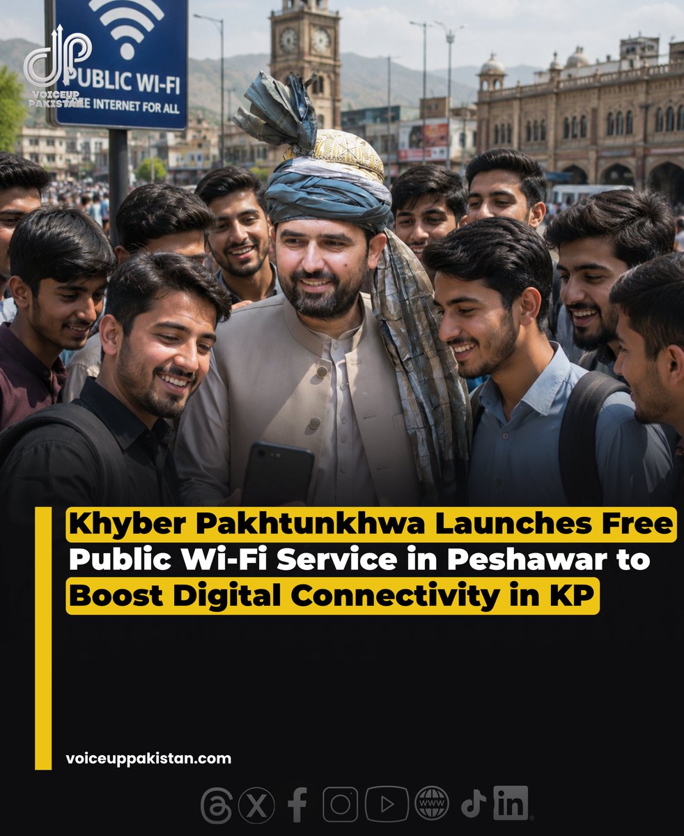 VoiceupPakistan's tweet photo. The Khyber Pakhtunkhwa government has launched a free public Wi-Fi initiative in Peshawar, providing internet access at key public locations, including hospitals
#KhyberPakhtunkhwa #Peshawar #FreeWiFi #DigitalPakistan #DigitalConnectivity #Technology #PublicService https://t.co/HUMSsxvp3j
