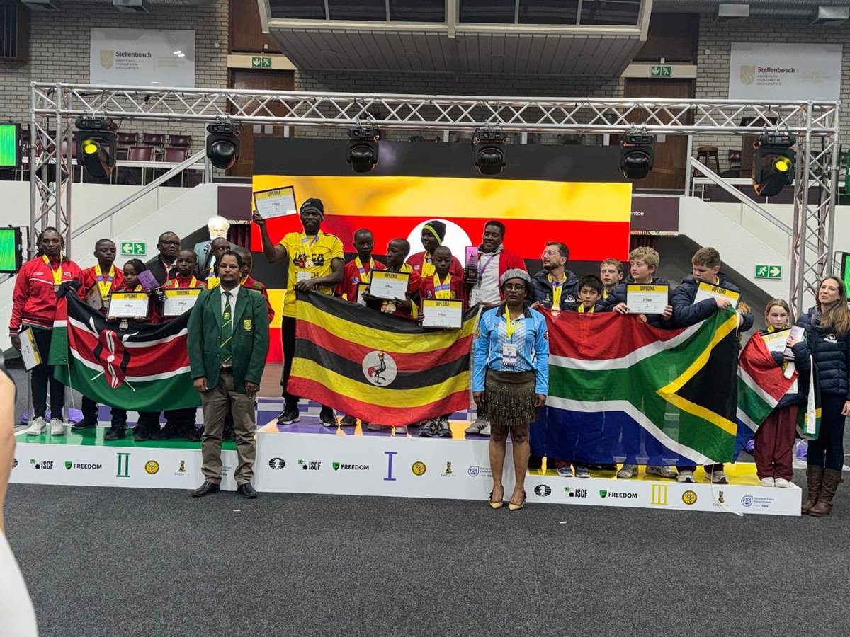 AndrewBakiza's tweet photo. 🇺🇬 GOLD FOR UGANDA! 🇺🇬

Uganda takes GOLD in Chess at the African Continental Stage of the World Schools Team Championship 2026 in South Africa! 

The champions land today 10th July 2026 at 7:00PM at Entebbe International Airport.

Let’s go welcome them home! https://t.co/OBQxc4f9TY