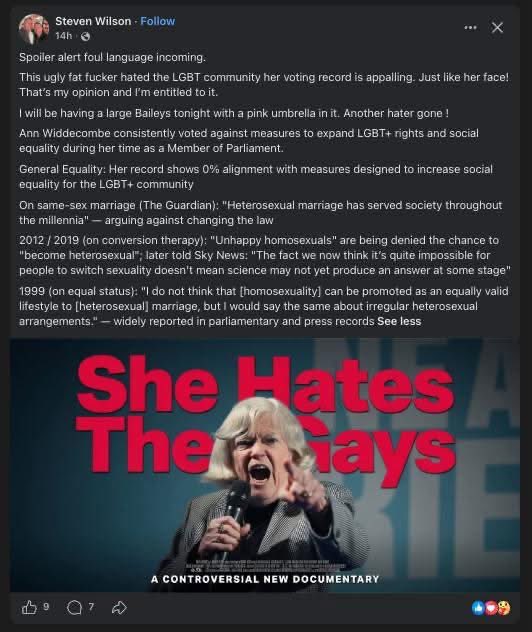claire_adams694's tweet photo. Horrible post by former Labour councillor and former Lord Mayor Steve Wilson. He remains an honorary alderman, attends civic events, and continues to be associated with Hull City Council.

Reform Cllr’s will be writing to the Lord Mayor’s Office to ask what action can be taken. Whatever your politics, gloating over someone’s murder or celebrating their death is completely unacceptable.

Anyone representing the city in any civic capacity should be held to a higher standard. Political disagreement is not a licence to dehumanise people or make light of violence.