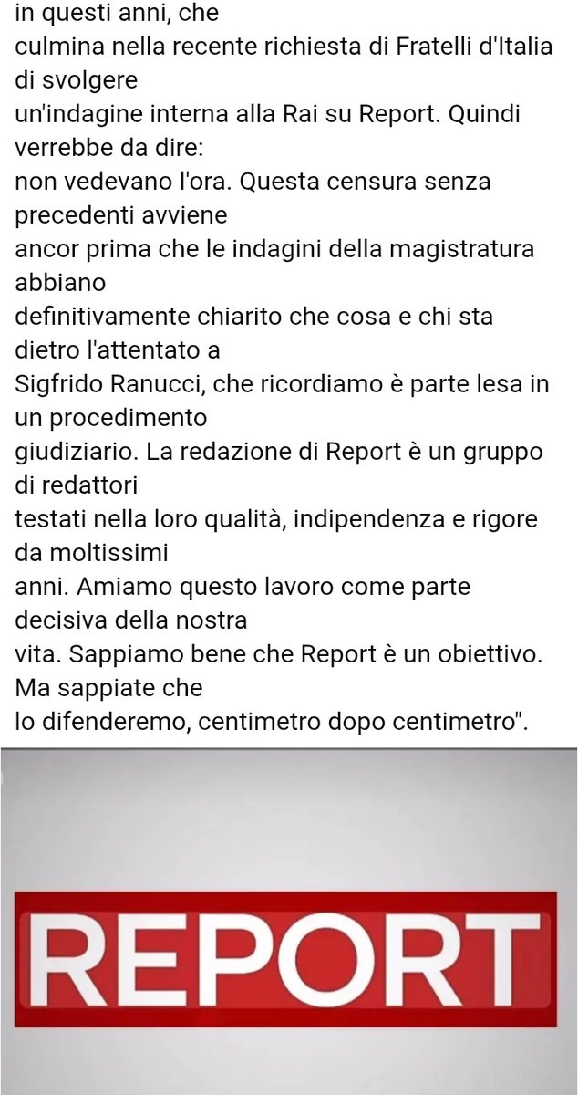 Ilsuonator34008's tweet photo. Si Massimo, ci hanno provato in tutti modi possibili, con denunce a raffica tutte perse, con interrogazioni parlamentari, togliendo a Ranucci la copertura legale. Dobbiamo impedire che questo attacco nei confronti del conduttore vada avanti.
#IoStoConRanucci
#ReportRai3 https://t.co/FXurhguvzC