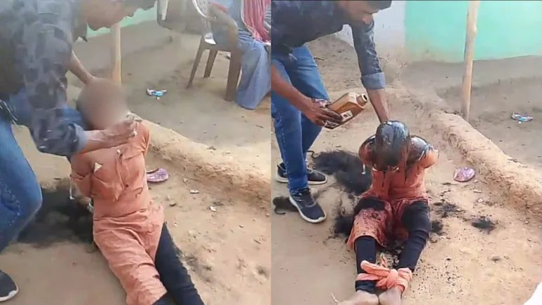 UzmaShahw1's tweet photo. Shame on India 😠 In a country where wife beating is normalized, #Chhattisgarh Husband Ties, Shaves, Beats &amp; Forces Wife to Drink Urine in Front of Kids. Another Brutal Reminder of Deep Rooted Patriarchy &amp; Failed Women's Safety.🇮🇳 https://t.co/8qfPgFKpDg