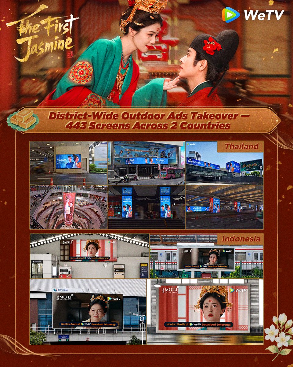 WeTVOfficial's tweet photo. Chinese Aesthetics, A Global Hit.
This Summer, It Has to Be The First Jasmine!

Cheers to an Extraordinary Finale! We turned #TheFirstJasmine into a global phenomenon.

✓ 1st Time Global Main Cast Live
✓ District-Wide Outdoor Ads Takeover
✓ 8 Viral Hits Worldwide
✓ Top Creators Led the Conversation Globally
✓ Offline Watch Parties Worldwide

#莫离 #WeTV #WeTVAlwaysMore