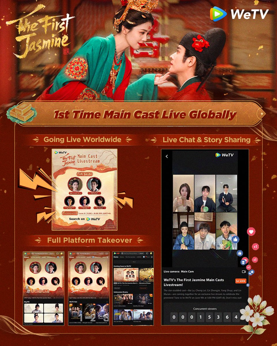 WeTVOfficial's tweet photo. Chinese Aesthetics, A Global Hit.
This Summer, It Has to Be The First Jasmine!

Cheers to an Extraordinary Finale! We turned #TheFirstJasmine into a global phenomenon.

✓ 1st Time Global Main Cast Live
✓ District-Wide Outdoor Ads Takeover
✓ 8 Viral Hits Worldwide
✓ Top Creators Led the Conversation Globally
✓ Offline Watch Parties Worldwide

#莫离 #WeTV #WeTVAlwaysMore