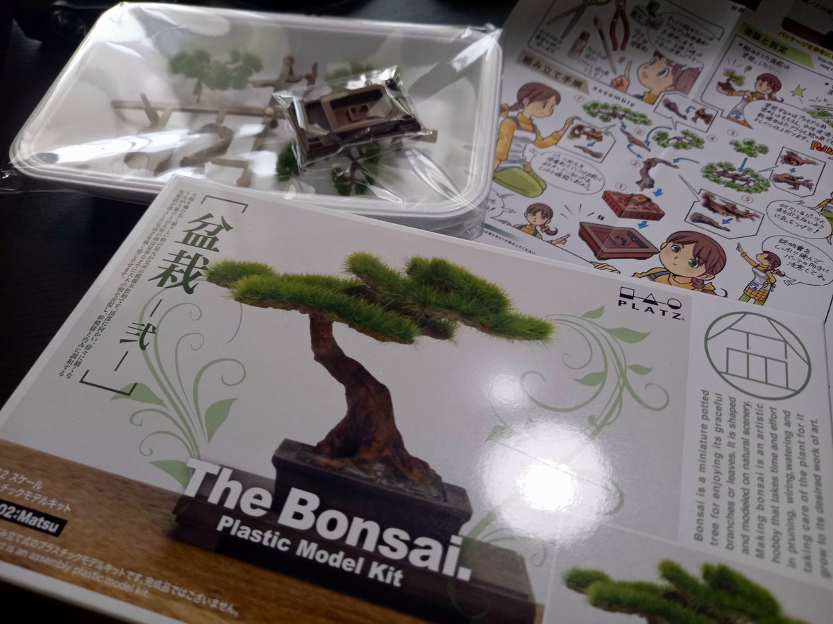 資料用に盆栽の模型を買った。 説明書のイラストが凄くいい。