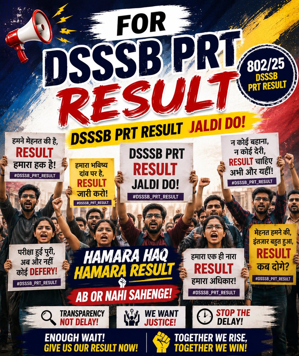 akki_meena45's tweet photo. Our Future Can't Wait." Release DSSSB PRT Result   #DSSSB #PRT802_25 #DSSSBPRT #PRTResultdate #PRTTeacher #DSSSB_PRT
@dsssbofficial

@SandhuTaranjitS
@ashishsood_bjp

@gupta_rekha

@LtGovDelhi
@p_sahibsingh https://t.co/ttLukNzFuh