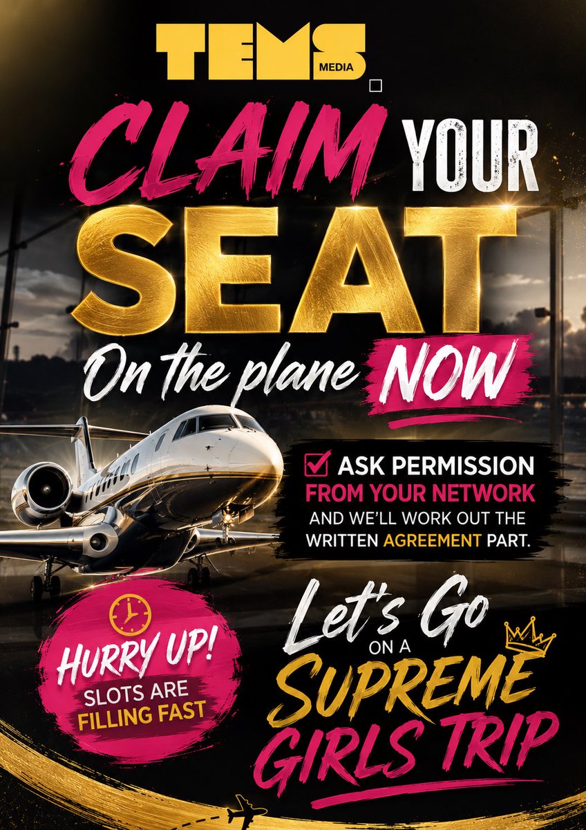 TEMSMediaRP's tweet photo. ✈️ Seats are filling! 👑

Claim your seat on The Real Housewives: Supreme Girls Trip – Season 2. Ask permission from your network, and we’ll handle the written agreement. Don’t wait—your next reality TV moment starts here.

📩 DM us to secure your spot.

#NowCasting https://t.co/yPTx3FlBeJ