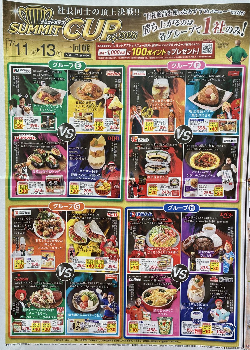 スサミンカードまとめ売り サミットカップ2026 7/11(土)▶︎7/13(月)一回戦 グループE〜H 自社