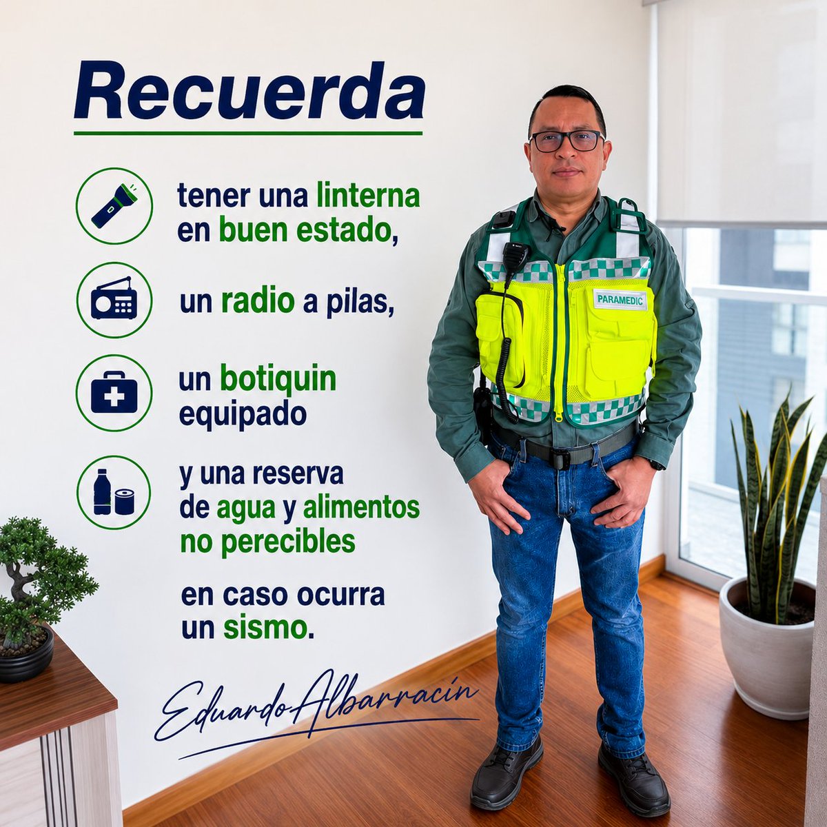 laloalbarracin's tweet photo. Recuerda tener una linterna en buen estado, un radio a pilas, un botiquin equipado y una reserva de agua y alimentos no perecibles en caso ocurra un sismo #sismos https://t.co/AaVuFXdDUD