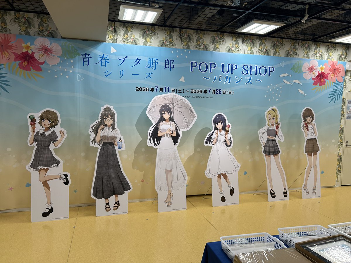 Kotatsu_Rascal's tweet photo. 秋葉原で開催されている青ブタのpop up shopに行ってきました！！
会場購入特典はすべてC賞でしたが、双葉のイラストカードが当たったので大満足です😤 https://t.co/pR7JCCqbng