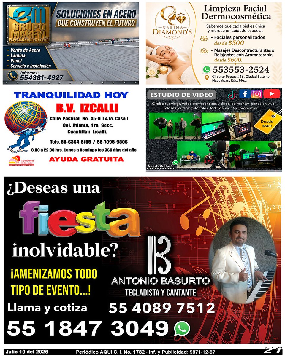 periodicoAQUI's tweet photo. #acero #cabina #neuroticosanonimos #estudiodevideo #tecladistacantante #AQUICUAUTITLÁNIZCALLI
Compártelo, puede ser de utilidad para alguien.
Nuestra Edición Completa en:
https://t.co/nhsGHRaPrg https://t.co/PMFIUhPj4O
