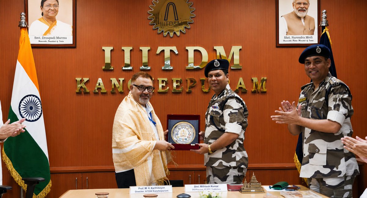 CISFHQrs's tweet photo. CISF signs a MoU with IIITDM Kancheepuram to provide specialized Cyber Security Training

In significant milestone #CISF an MoU with IIITDM Kancheepuram, Tamilnadu for conducting a specialized Cyber Security Training Programme w.e.f. 20.07.2026 for CISF personnel.

The MoU was signed by Shri M. V. Karthikeyan, Director, IIITDM Kancheepuram and Shri Mithlesh Kumar DIG, CISF RC RTC Thakkolam.

The event was graced by senior dignitaries from IIITDM, including Prof. Jayabal K., Dean (DIICE) and Shri A. Chidambaram, Registrar, along with Shri Nilesh Kumar, Sr. Commandant and other CISF Officers. 

The collaboration marks a significant step towards strengthening CISF’s cyber security capabilities through specialized training and institutional support from IIITDM Kancheepuram. The initiative aims to build in-house expertise, enhance operational preparedness and develop a highly skilled cadre capable of protecting critical national infrastructure against evolving cyber threats.
#CyberSecurity #cybersecurityawareness #InformationSecurity #DigitalIndia #NationFirst #ShieldOfSecurity

@HMOIndia 
@PIB_India 
@mygovindia 
@DDNewslive 
@CISFTraining 
@Cyberdost 
@IndianCERT 
@pibchennai
