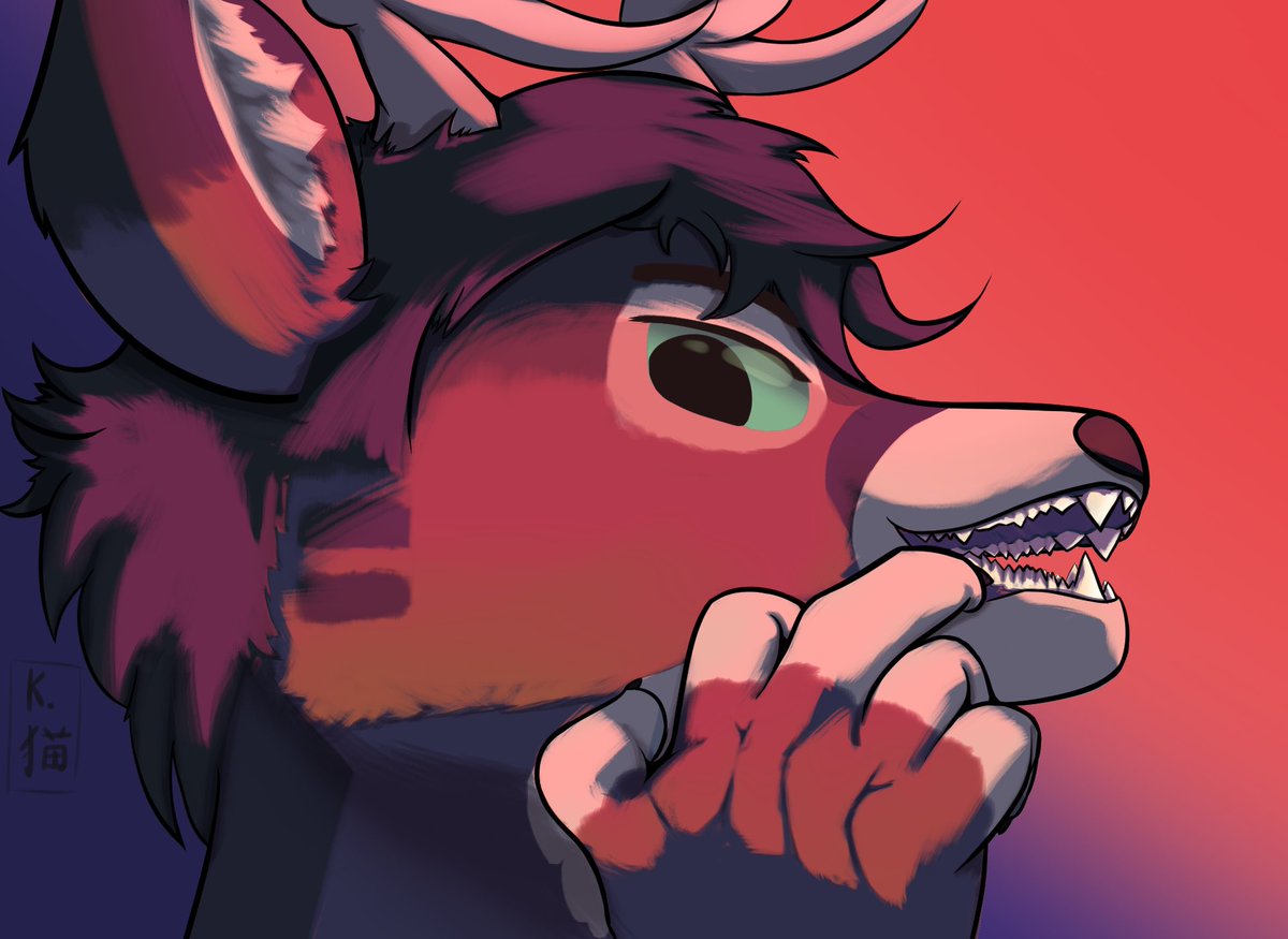 KoshiDNeko's tweet photo. My second attack in ArtFight 🤓
OC name: Slumber
Owner: FixzyFiend
I love the concept of a deer with sharp teeth 🤓 https://t.co/iC1NBAIMRQ