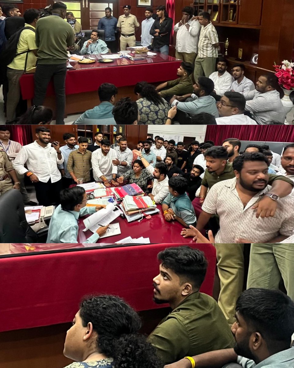 RamNaik23's tweet photo. BJYM Goa gheraoed the Goa University Registrar over the  unhygienic food at the university hostel mess. Following our strong demand, the contractor has been suspended and blacklisted. A proposal has also been initiated to constitute a High-Powered Committee to conduct an inquiry! https://t.co/P1Qta92zr4