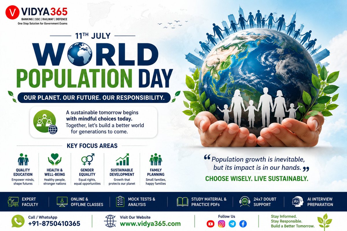 VIDYA_365's tweet photo. 🌍One Planet. 8+ Billion Dreams. One Shared Responsibility. 
This #WorldPopulationDay, let's choose education, equality, sustainability, and responsible growth for a brighter future.

Every choice today creates tomorrow's world.

Happy World Population Day!
#PopulationAwareness https://t.co/TJZfM5zGqb