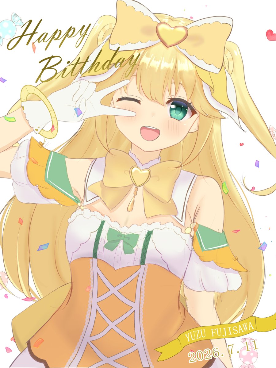 Yume_Amagitune's tweet photo. ハッピーピース💛
柚子誕生日おめでとう‼
#藤沢柚子生誕祭2026
 #ongeki_art https://t.co/bVFkvRYWMZ