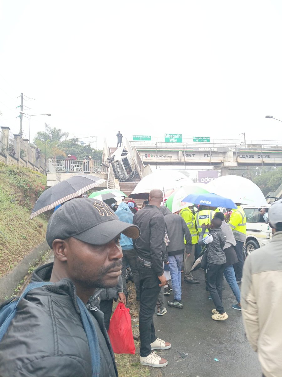 JCarhire's tweet photo. Horrific accident reported along Raila Odinga Road at the Highrise/Riara University flyover early this morning. The vehicle reportedly went up the pedestrian footbridge, with rescue efforts still ongoing.

A painful reminder: please do not drink and drive. One careless decision can change many lives forever.

What do you think needs to be done to reduce these avoidable road accidents?