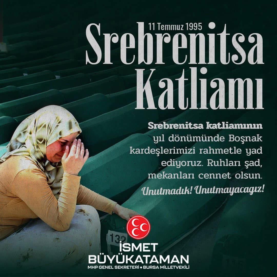 buyukataman's tweet photo. #Srebrenitsa Katliamının Yıl Dönümünde Katledilen Tüm Boşnak Kardeşlerimizi Rahmetle Yad Ediyorum. 
Ruhları Şad, Mekanları Cennet Olsun. https://t.co/y5qP3OEBhF