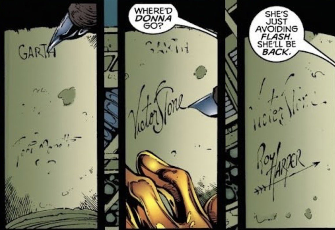 2kneuron's tweet photo. everybody signed their real names and this idiot really tried to sign nightwing three times 😭😭😭😭😭😭 https://t.co/uW5o8HDVcz