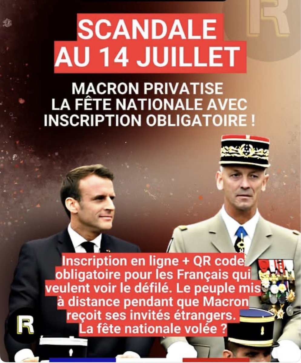 PatatoValdez33's tweet photo. 🚨IL ASEPTISE CAR IL SAIT !

Cette année, la fête Nationale sera consacrée à la sauvegarde de l’image du President @EmmanuelMacron

Un défilé village Potemkine sous la protection d’un QR CODE pour tenter de cacher le bilan catastrophique de ses mandats ! https://t.co/WShimsEtsu