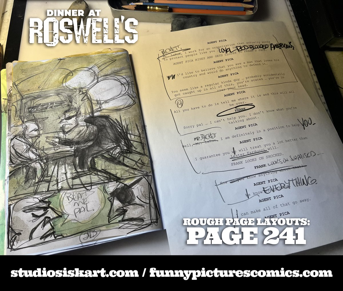 funnypixcomics's tweet photo. DINNER AT ROSWELL'S ROUGH PAGE LAYOUTS: Page 241. https://t.co/gT15iAaKgW / https://t.co/a0q1HFtABI https://t.co/O08BhpfnaQ