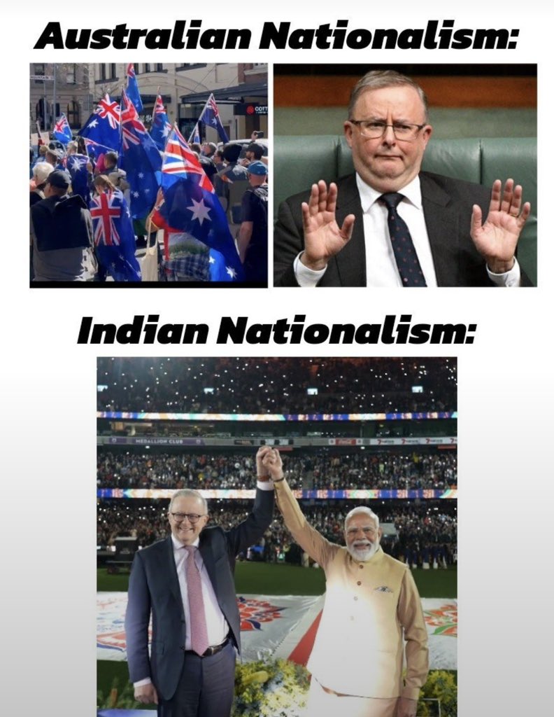 TruthFairy131's tweet photo. LABOR supports Foreign ‘Far Right’ Nationalism but condemns, demonises & criticises Aussie Nationalism.

They go as far as calling Aussie Nationalists ‘Far Right Nazi’s’ & have jailed Nationalists over ‘words’. 

The hypocrisy & double standards of this Leftist Marxist Labor Government is truly outstanding.

Image: @FolkPeaceVirtue