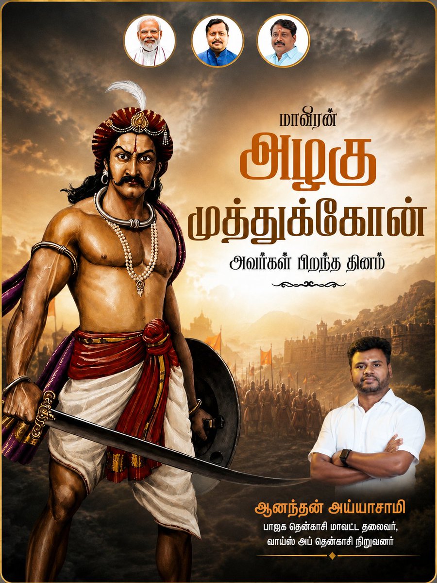 Vallam_P_Mani's tweet photo. இந்திய சுதந்திரப் போராட்ட வரலாற்றில், ஆங்கிலேய ஆட்சியை எதிர்த்து போரிட்ட மாவீரன் அழகுமுத��து கோன் அவர்களின் பிறந்த தினம் இன்று. 

விடுதலை வேள்வியில் தன்னுயிரையே தியாகம் செய்த மாவீரன் அழகுமுத்து கோன் அவர்களின் புகழ் என்றும் நிலைத்திருக்கட்டும்.
@AnanthAyyasamy https://t.co/PnE4BX3HbO