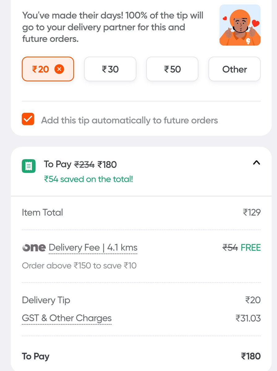 Mixyez's tweet photo. @Ichanpyaari @Swiggy Only if you add the tip yourself. Reporting your post for engagement farming. https://t.co/Ibop6NOmQ1