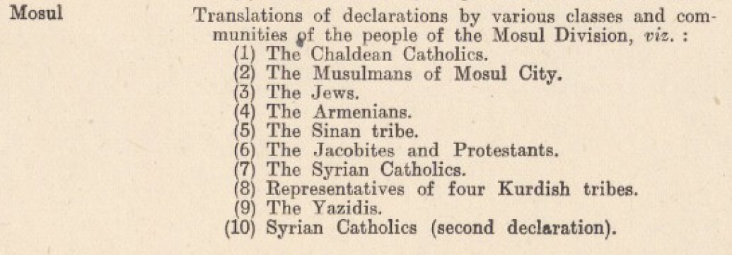 ChaldeanToday's tweet photo. 💢1918 MOSUL, IRAQ Population is: 💢
 
1- Chaldean Catholics
2- Muslims
3- Jews
4- Armenians
5- Sinan Tribes (Nomads Arabs)
6- Jacobites and Protestants
7- Syrian Catholics
8- Kurds
9- Yezidis

Reference: 1918 Mesopotamia Situation - The British Library Archives. Reference: IOR/L/PS/10/756.  File 4722/1918  

#Chaldean #ChaldeanHeritage
