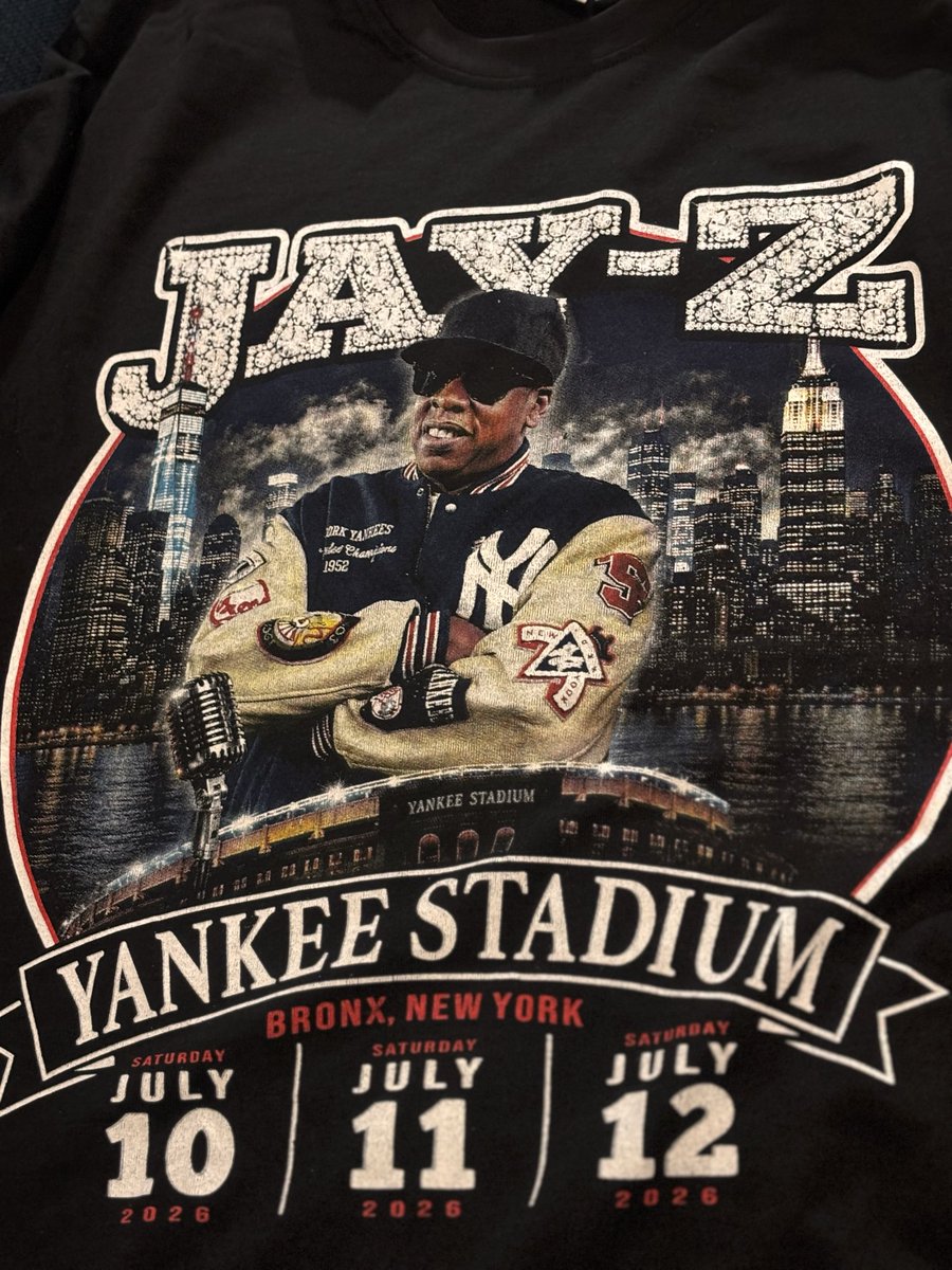 SowmyaK's tweet photo. Yes, I bought a super bootleg Jay-Z shirt for $20 outside of Yankee Stadium. And I will be wearing it this summer 😭 https://t.co/l6TZPs4hES