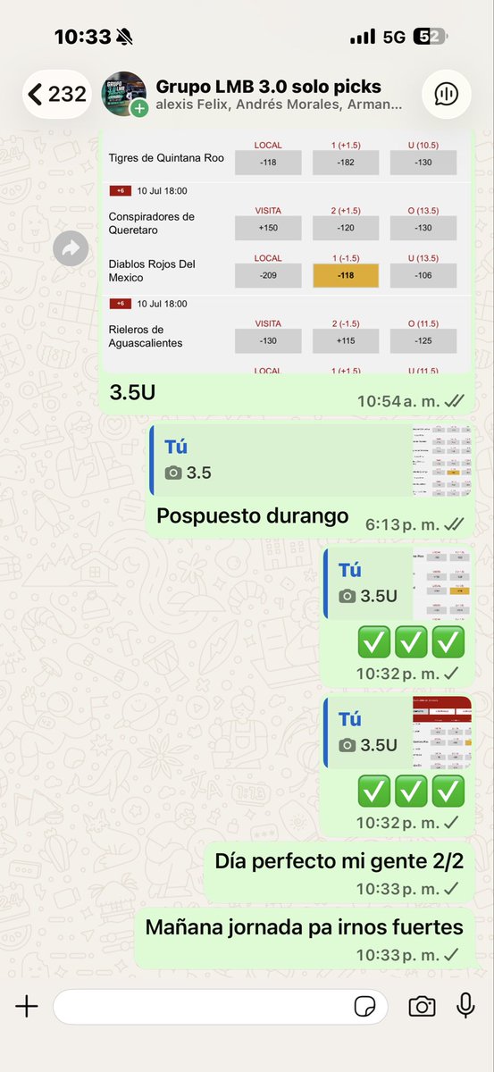 pirrupicks23's tweet photo. De 2/2 hoy y día perfecto garantizada incluida 

Diablos
-1.5✅✅✅

Tigres 
Under 10.5
✅✅✅

Mañana jugada grande y jornada pa irse de chompas https://t.co/Yu2uFw2vwO