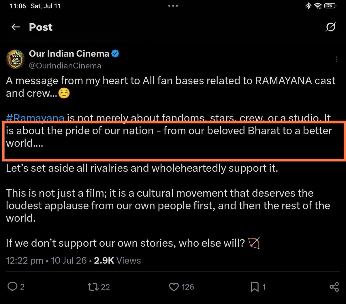 OurIndianCinema's tweet photo. It's OFFICIAL 🥹🏹

The #Ramayana Trailer Premiers WORLDWIDE on 24th JULY 🔥🔥

FROM BHARAT TO THE WORLD 😌 https://t.co/5eW3rwfIZK