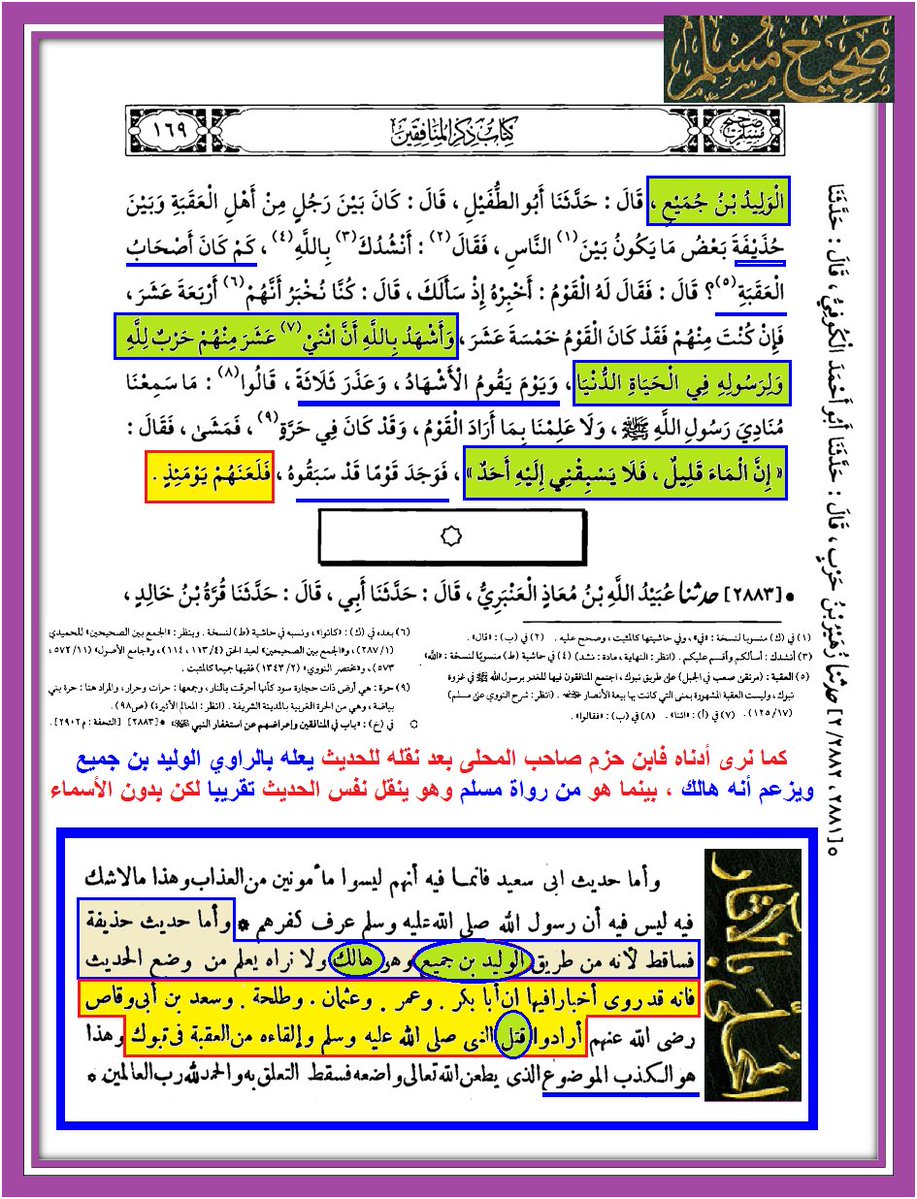 OrthodoxAlawite's tweet photo. @OmarSafwan14 In Sahih Muslim, the 12 hypocrites narration comes from Al Walid Ibn Jumayy', who himself affirmed that Abu Bakr, Umar, and Uthman were the ones who tried to kill the Prophet صلى الله عليه و آله و سلم as present in Al Muhala Bil Athar https://t.co/UJKvDWaFYf