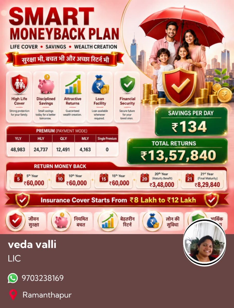 ursveda's tweet photo. A smart financial choice for long-term security. Contact me for more #Lic #JeevanUtsav https://t.co/TZXkHgqqAH