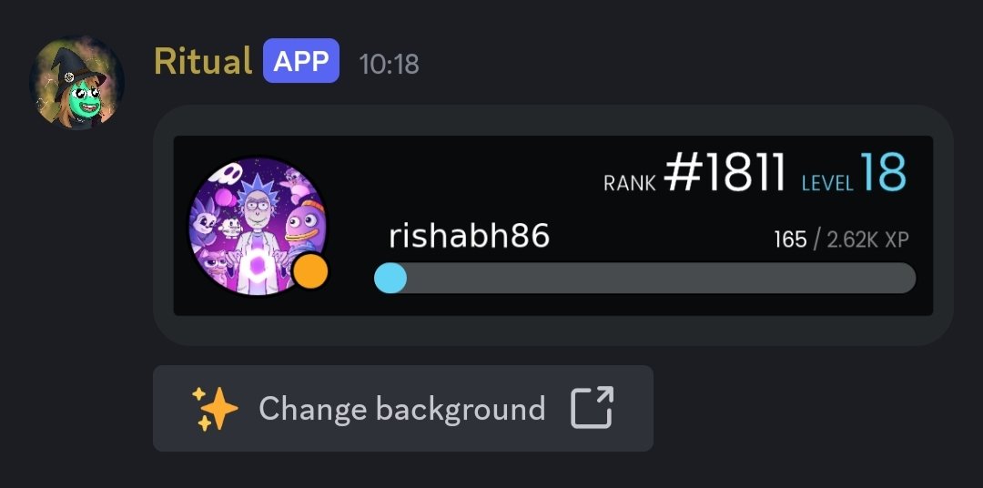 rishabh86_'s tweet photo. GRitual 💚 💚 

Finally, after a lot of effort, I’ve managed to complete Level 18 in Ritual. I’m happy that the Ritual members fully help me level up and assist whenever any problem arises. 

I love the Ritual team and the Ritual members.

@ritualnet 
@ritualfnd https://t.co/WmeN5jf73N