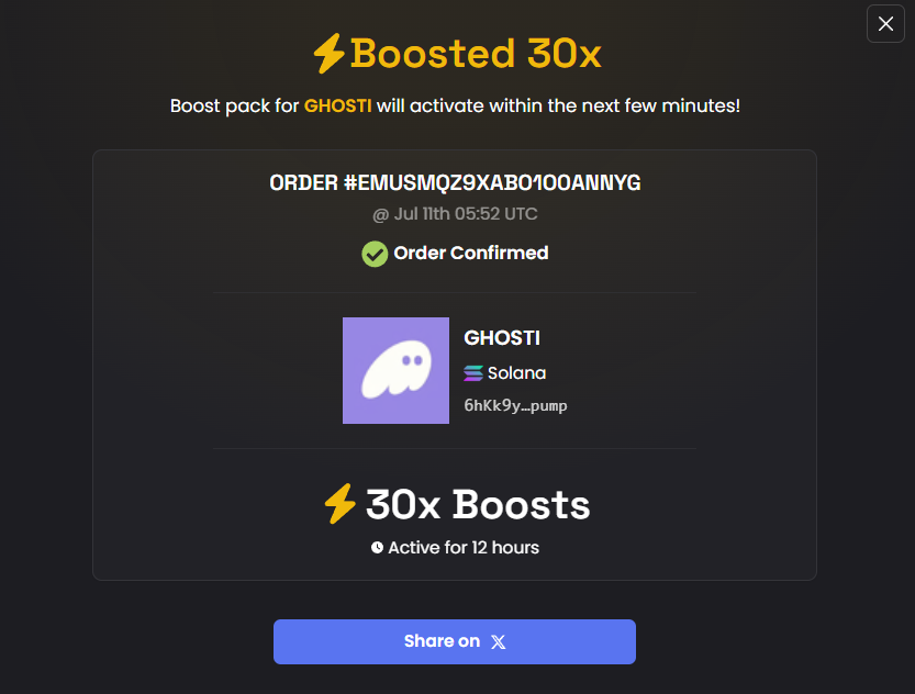 Ghostionpump's tweet photo. just bought another 30x dex boost.

now we have a total of 50x dex boosts. https://t.co/wlzMppiaXn
