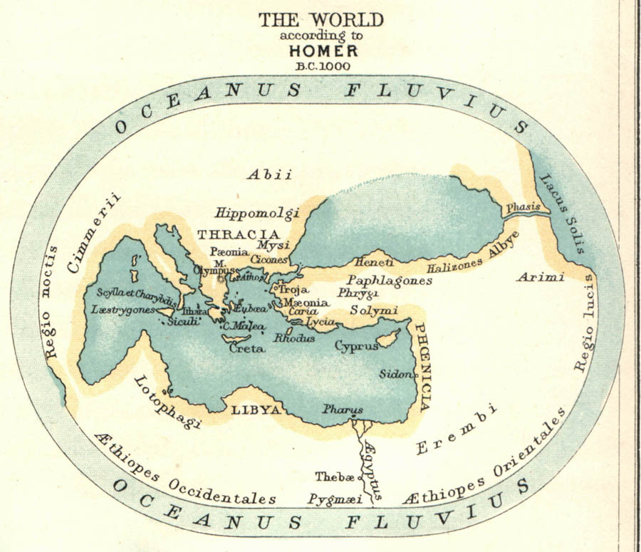 vintagemapstore's tweet photo. A circle of land, a ring of river, and mythology filling the gaps: World according to Homer. https://t.co/kViqhfgmmo