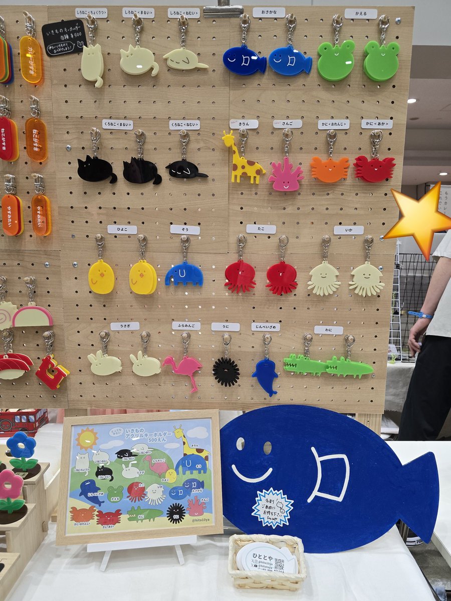 hito10ya's tweet photo. HMJ大盛況ですね🙌
当ブースでは引き続きアクリルキーホルダーを販売してます👀

🔻いきものアクキー🔻
ねこ🐱おさかな🐟️かえる🐸かに🦀ひよこ🐥うさぎ🐇ぞう🐘フラミンゴ🦩いか🦑たこ🐙うに☀ワニ🐊ジンベイザメ🦈きりん🦒さんご🪸

#ハンドメイドインジャパンフェス 
#handmadeinjapanfes
#hmj https://t.co/wViZXfBqD7