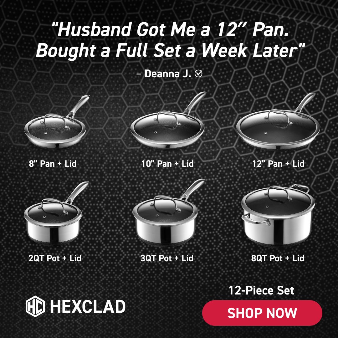 hexclad's tweet photo. "This has officially earned a permanent spot in my kitchen." -Courtney M.

Whether you're tired of cookware that falls short or just looking for something more versatile, HexClad was engineered for every kind of cooking, year after year.